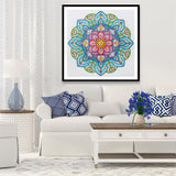 Blue and Pink Motif Flowers Painting