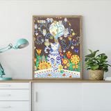 Cat And Owls Colorful Painting