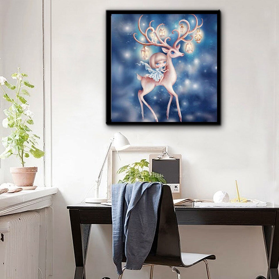 Cute Deer And Baby Girl