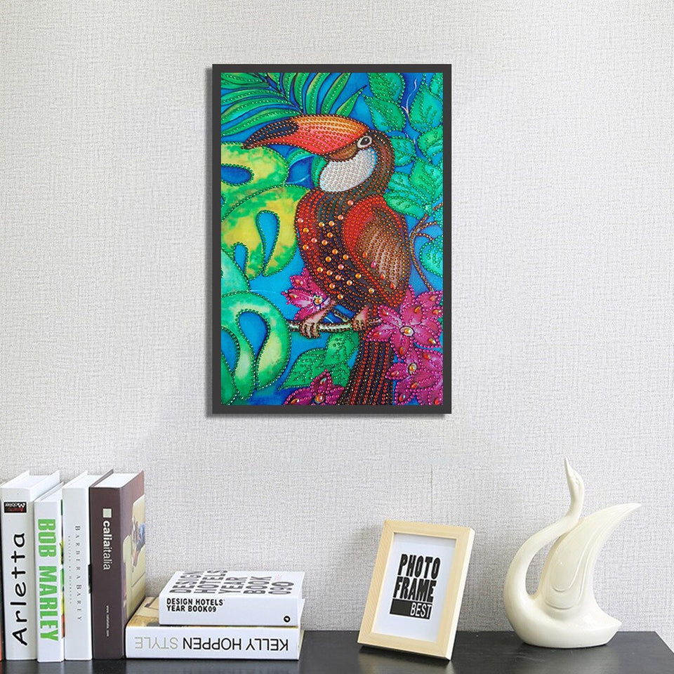 Happy Colorful Toucan On Tree