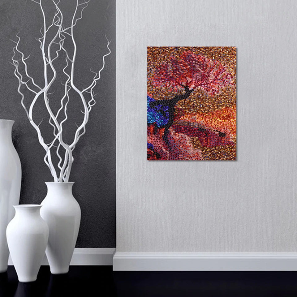 Cute Pink Tree On Mountain