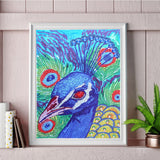 Blue Peacock Head With Red Eyes