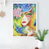 Sad Girl With Bird And Flower