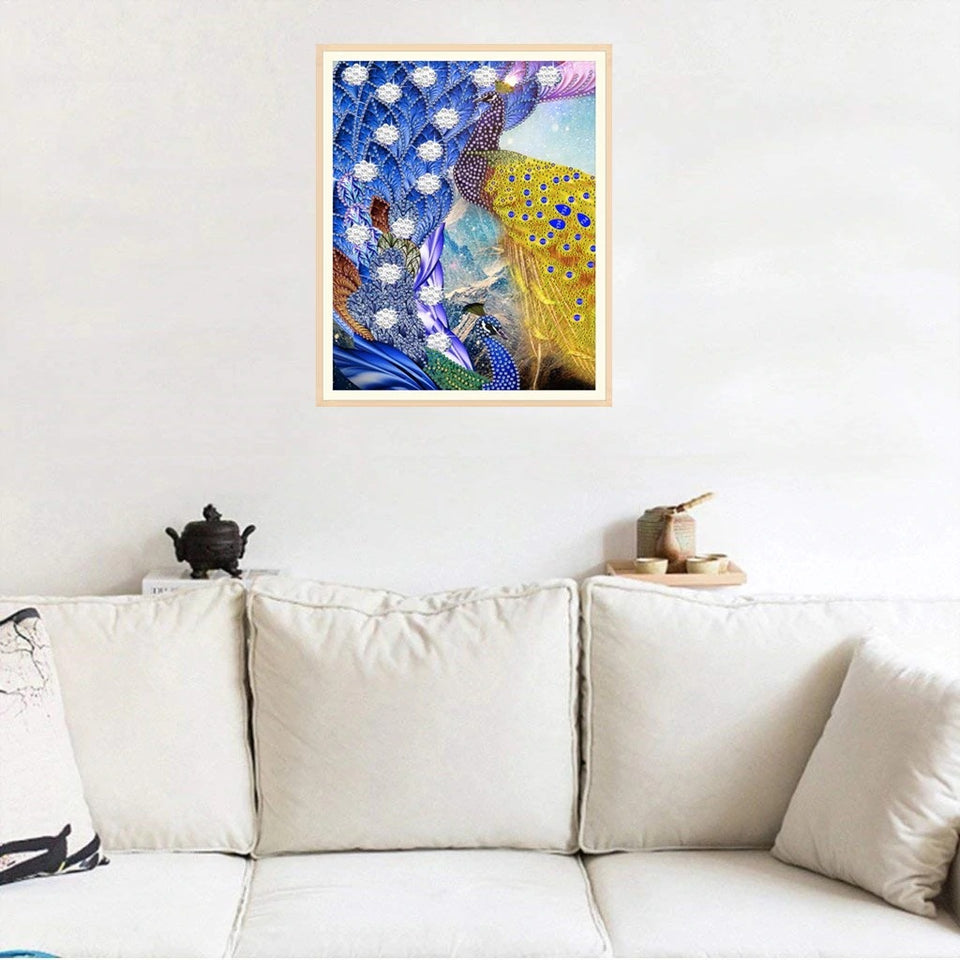 Yellow And Blue Peacock Painting