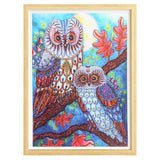Two Owls On Tree With Moon