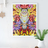 Flower With Owl Colorful