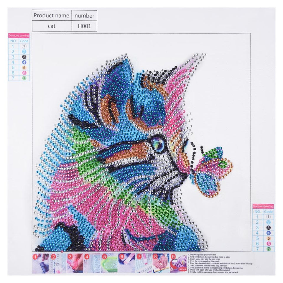 Colorful Cat With Butterfly