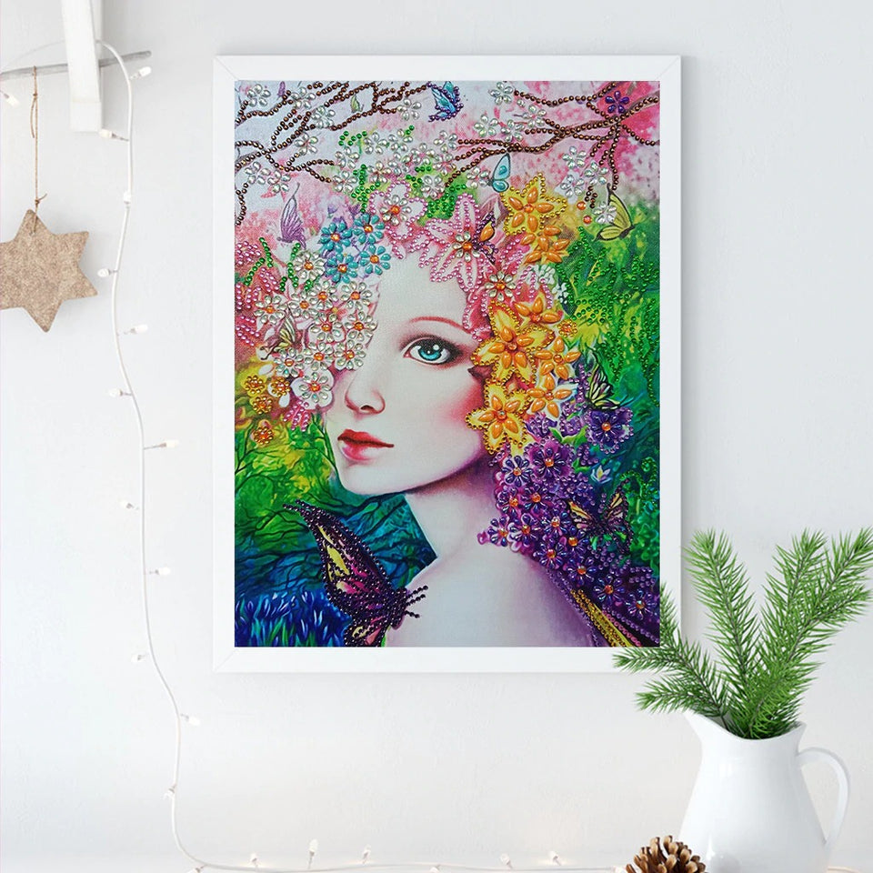 Girl With Colorful Flowers