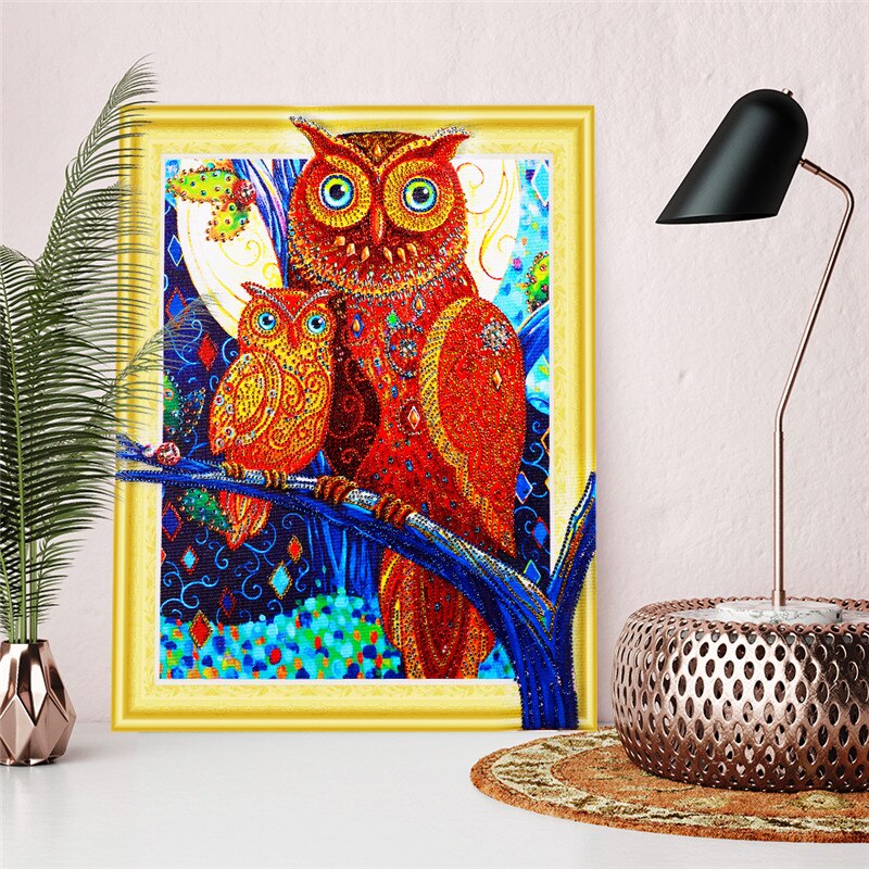 Two Colorful Owls On Tree