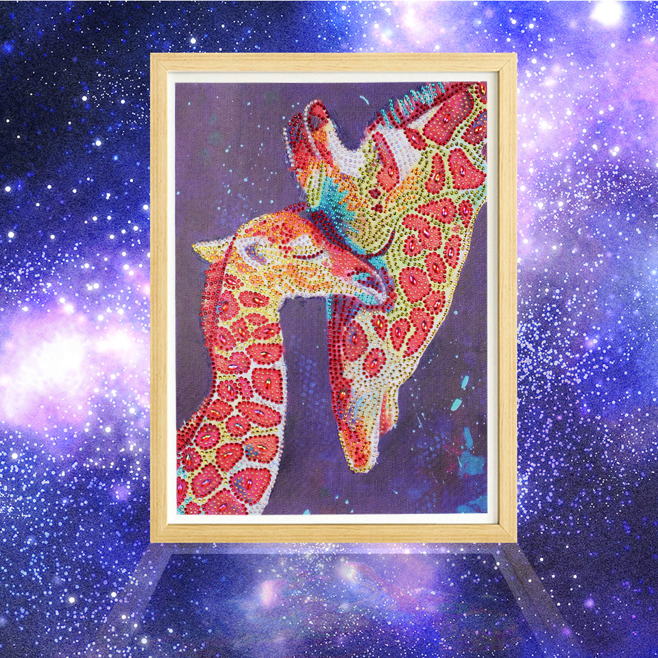 Two Giraffe Colorful Painting