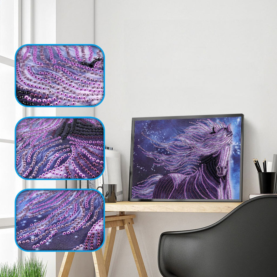 2Pcs Set Purple Horse And Colorful Cat