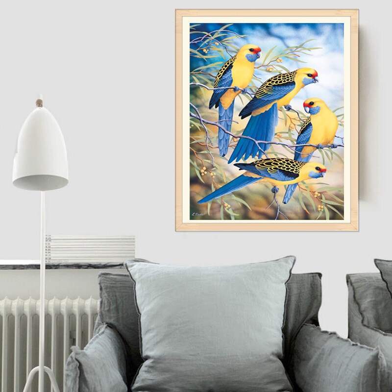 Cute Colorful Parrots On Tree