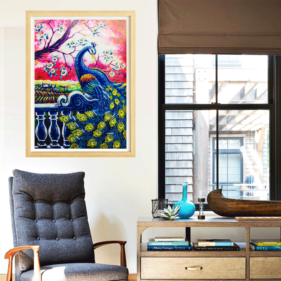 Yellow And Blue Peacock With Tree