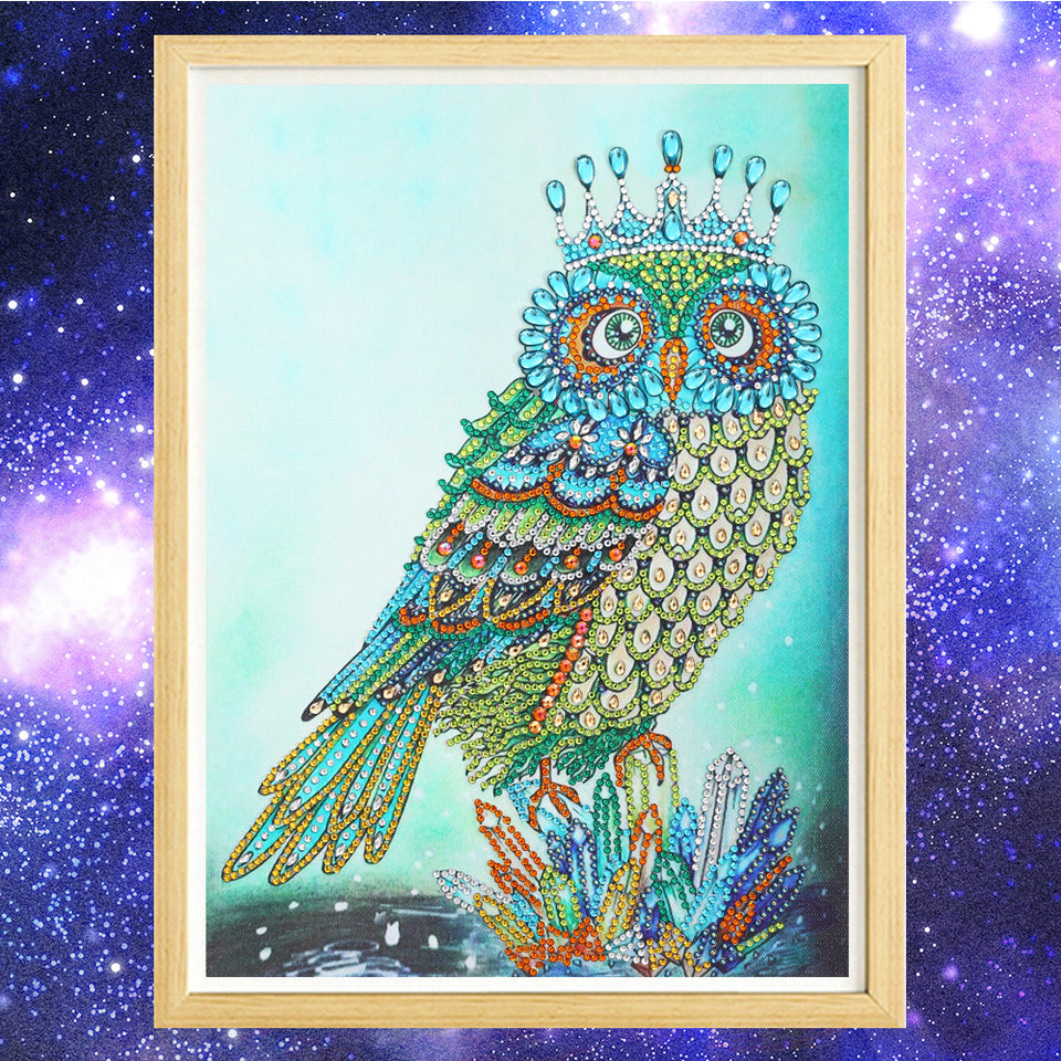 Owl With Crown Colorful Painting