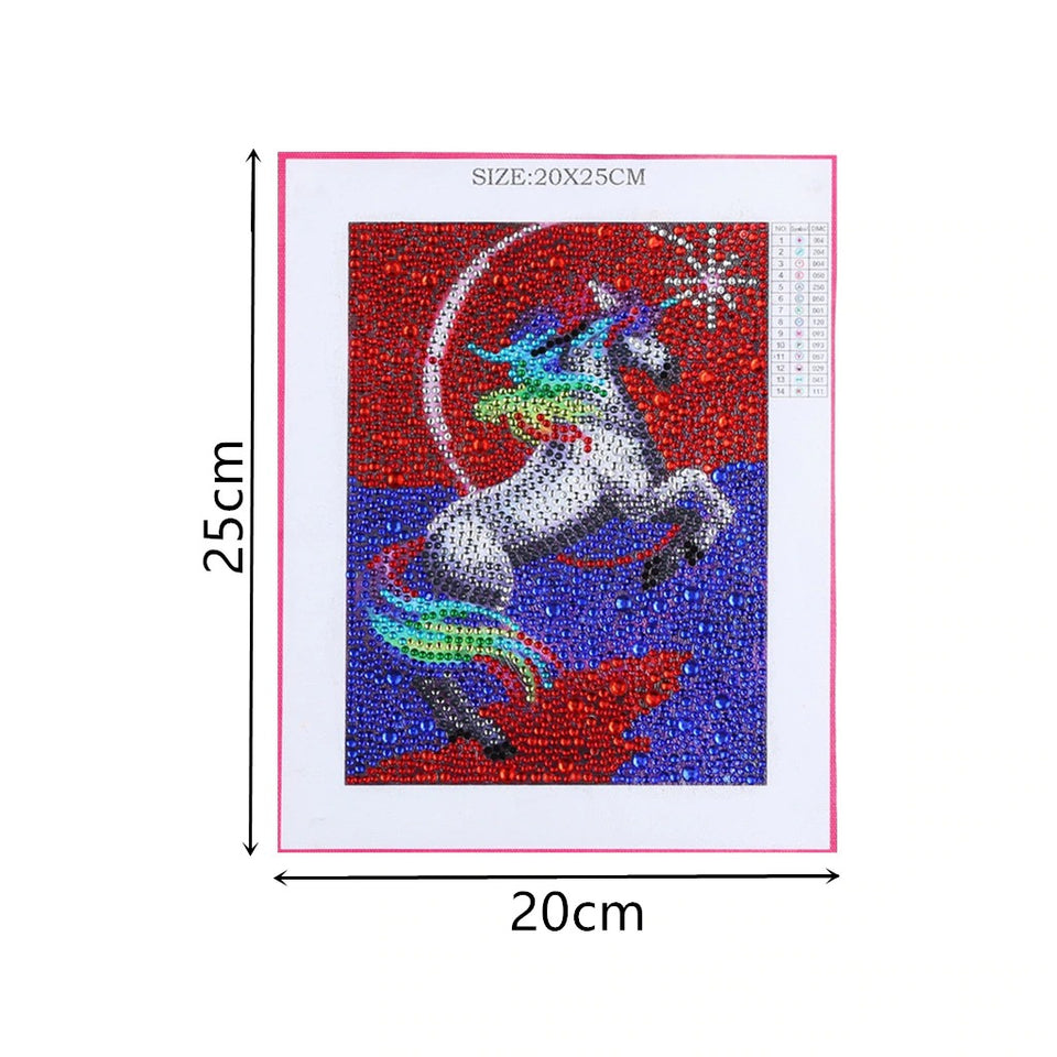 Running White Horse Colorful Painting