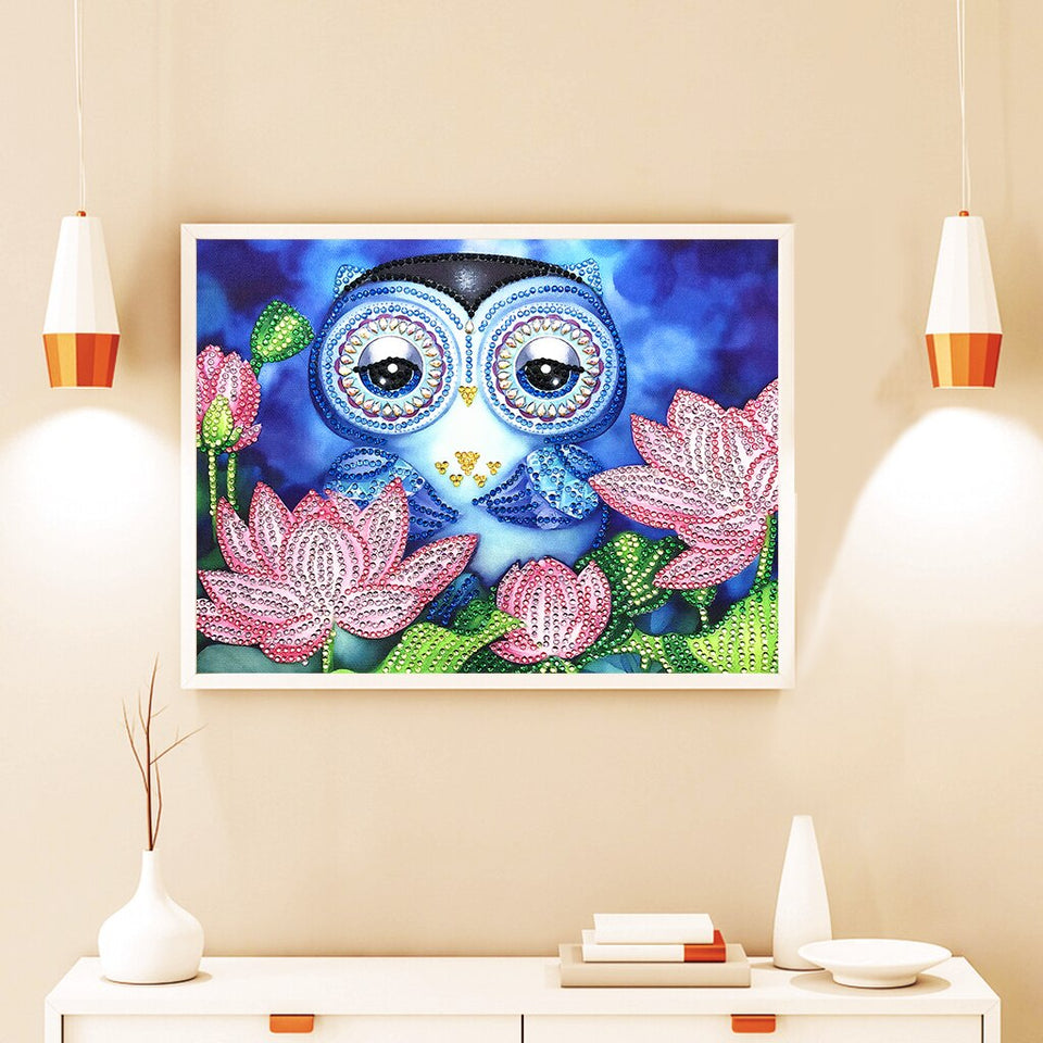 Sad Owl With Flowers