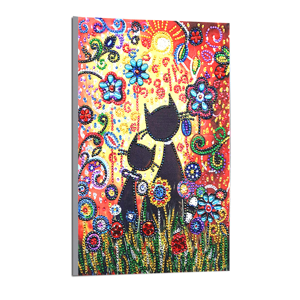 Colorful Cats And Flowers Paintings