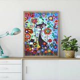 Cute Cat With Colorful Flowers