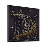 Shiny Sailboat In Night With Birds