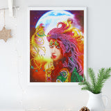 Colorful Girl With Moon