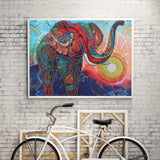 Elephant With Colorful Sun