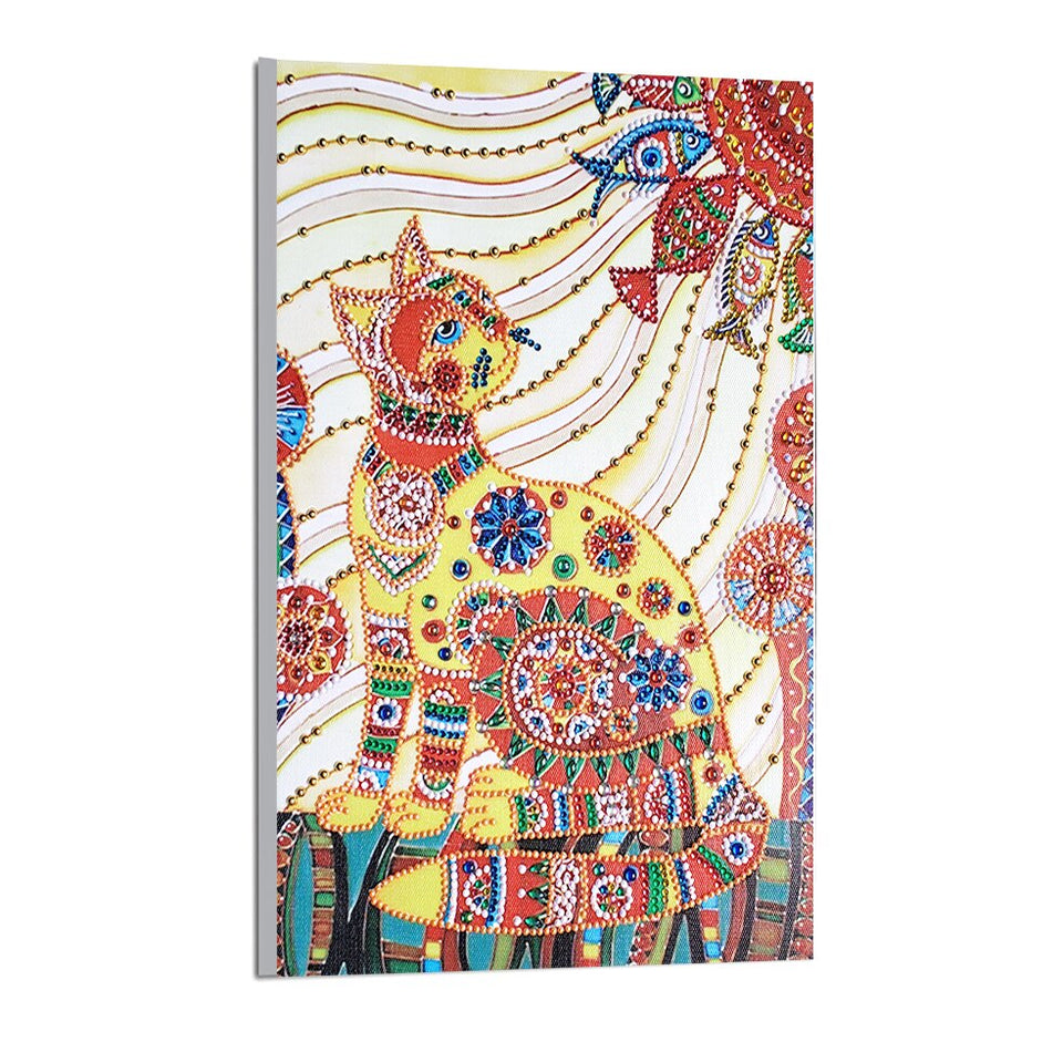 Multi Color Cat And Fishes