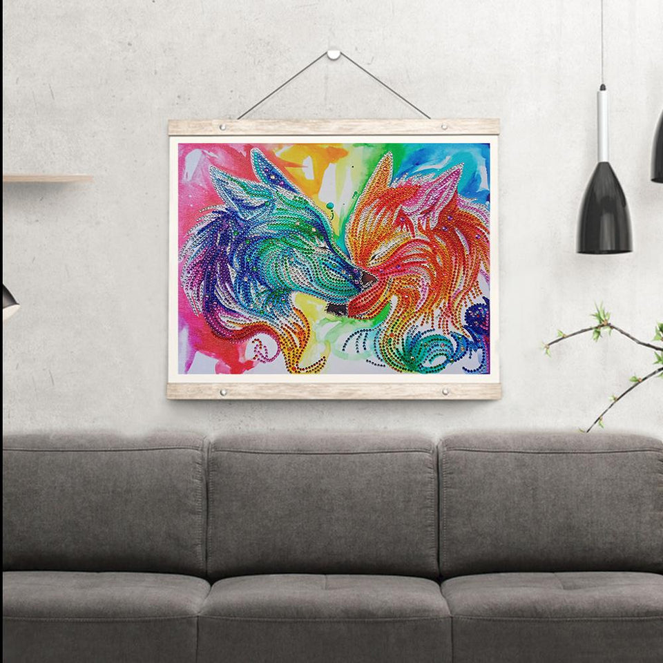 Couple Wolves Colorful