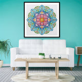 Blue and Pink Motif Flowers Painting
