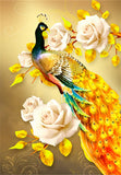 Yellow Peacock With Flowers
