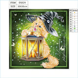 Happy Cat In Hat With Lamp