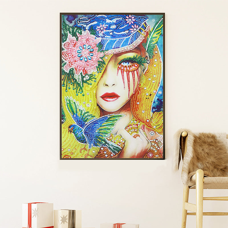 Sad Girl With Bird And Flower