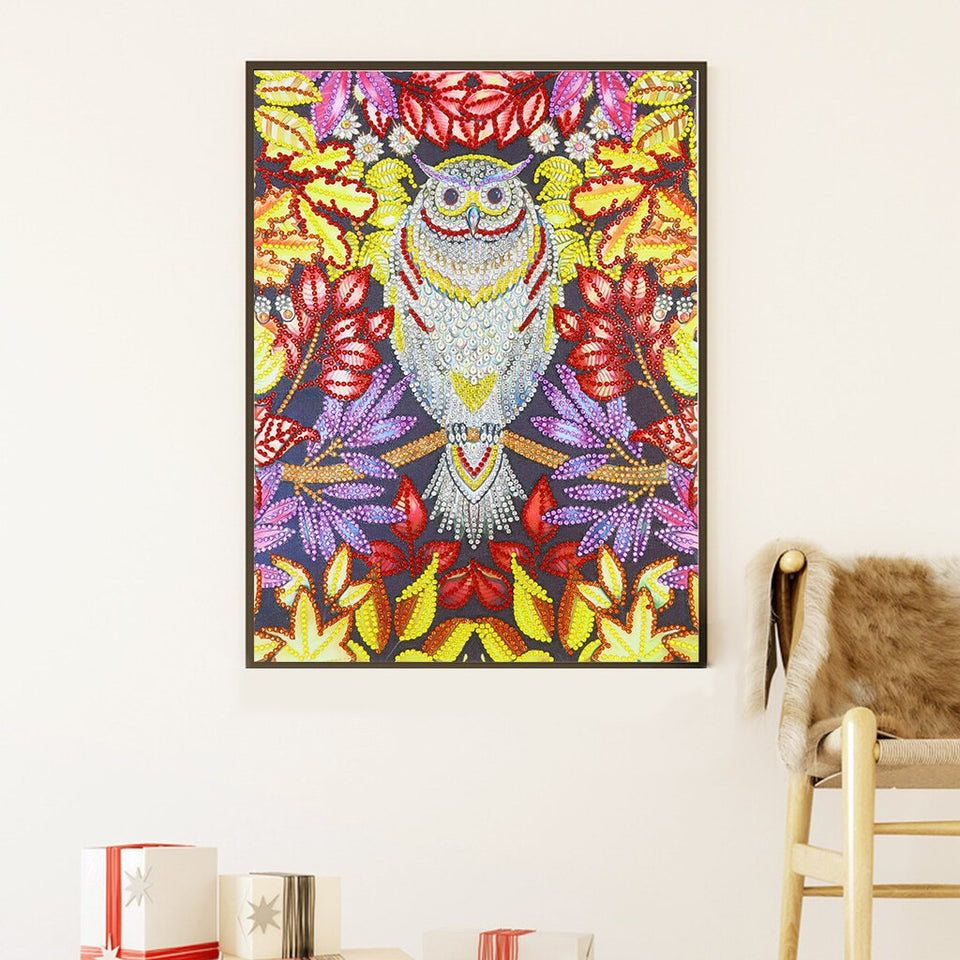 Flower With Owl Colorful