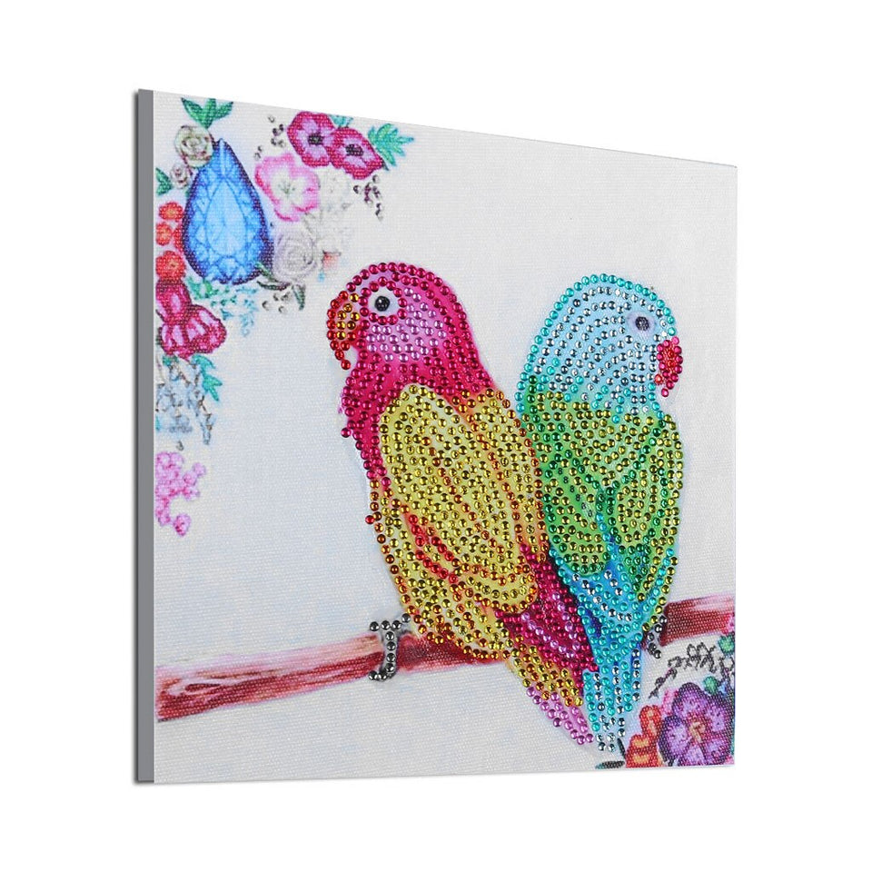 Two Cute Parrots On Branch