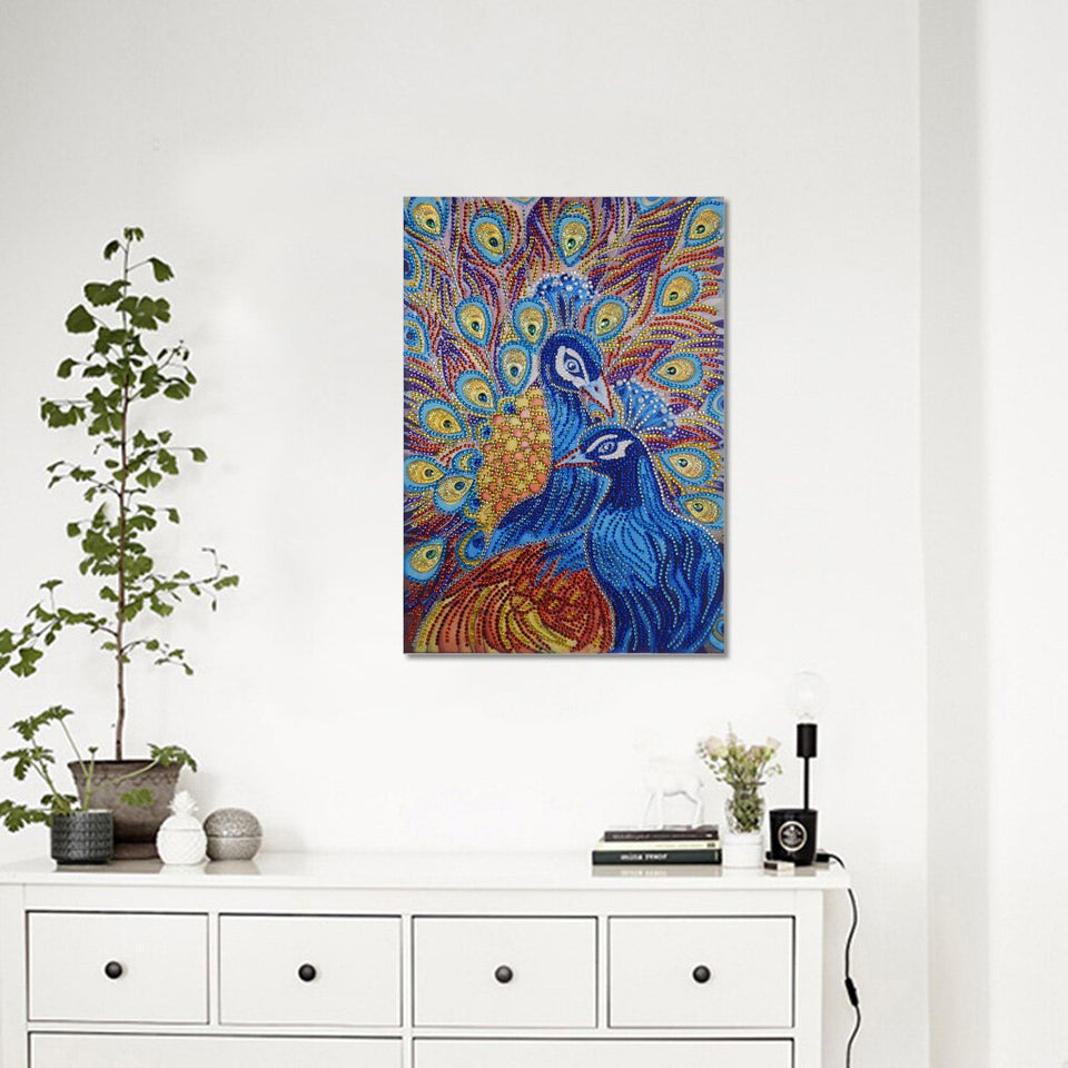 Two Cute Blue Peacocks