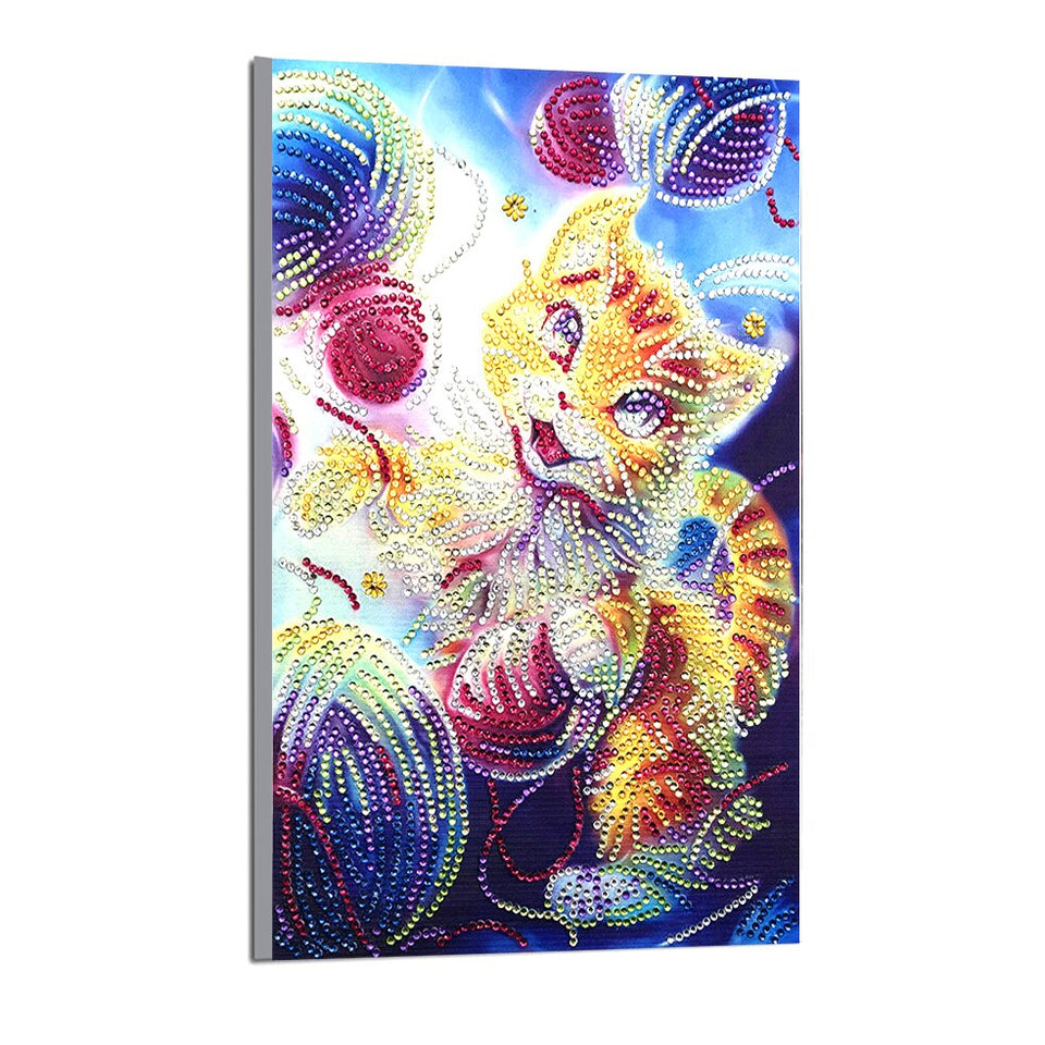 Happy Colorful Cat Painting