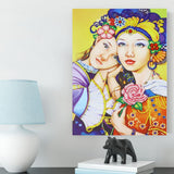 Two  Ladies With Flowers