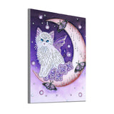 Cat On Moon With Butterfly