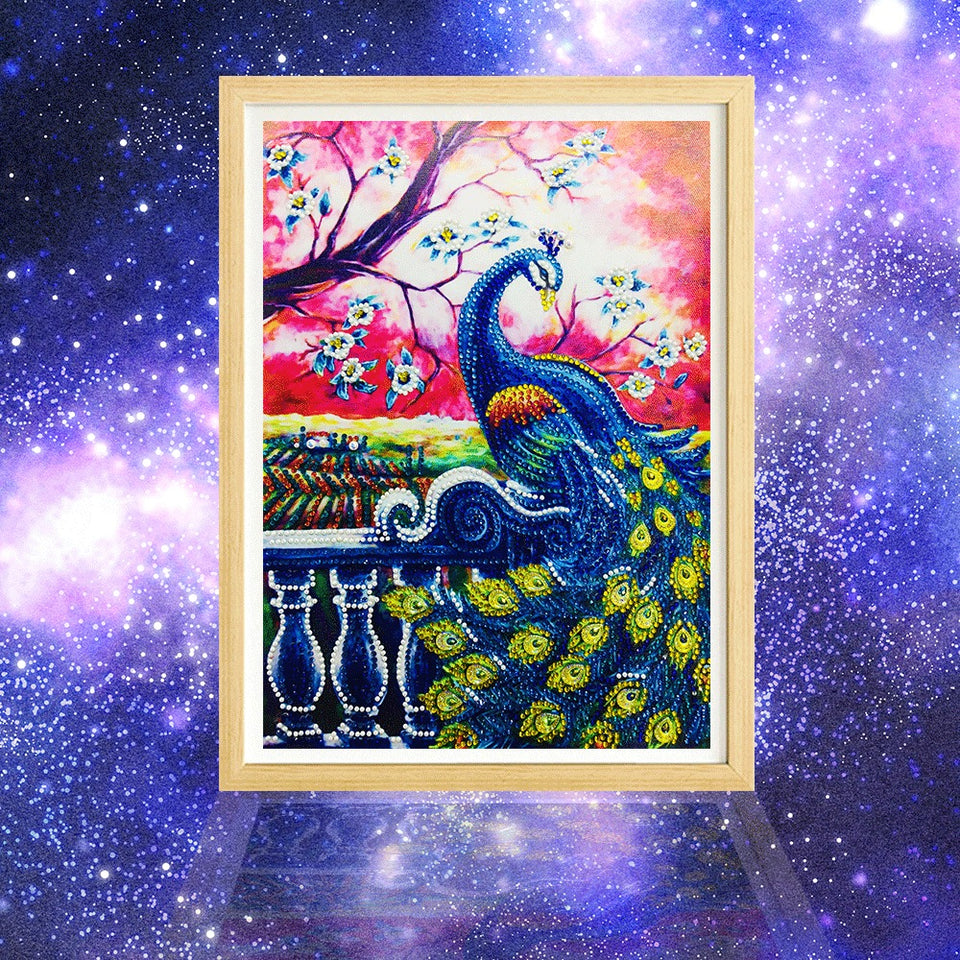 Yellow And Blue Peacock With Tree