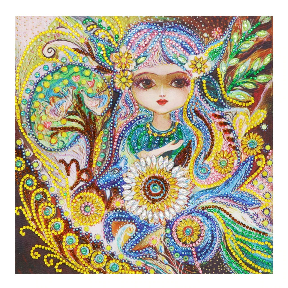 Cute Small Girl And Flowers