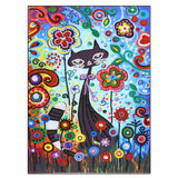 Cute Cat With Colorful Flowers