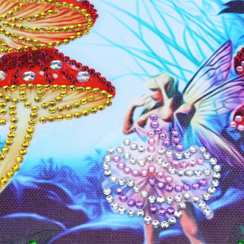 Mushrooms With Butterfly In Jungle Special Diamond Painting