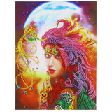 Colorful Girl With Moon