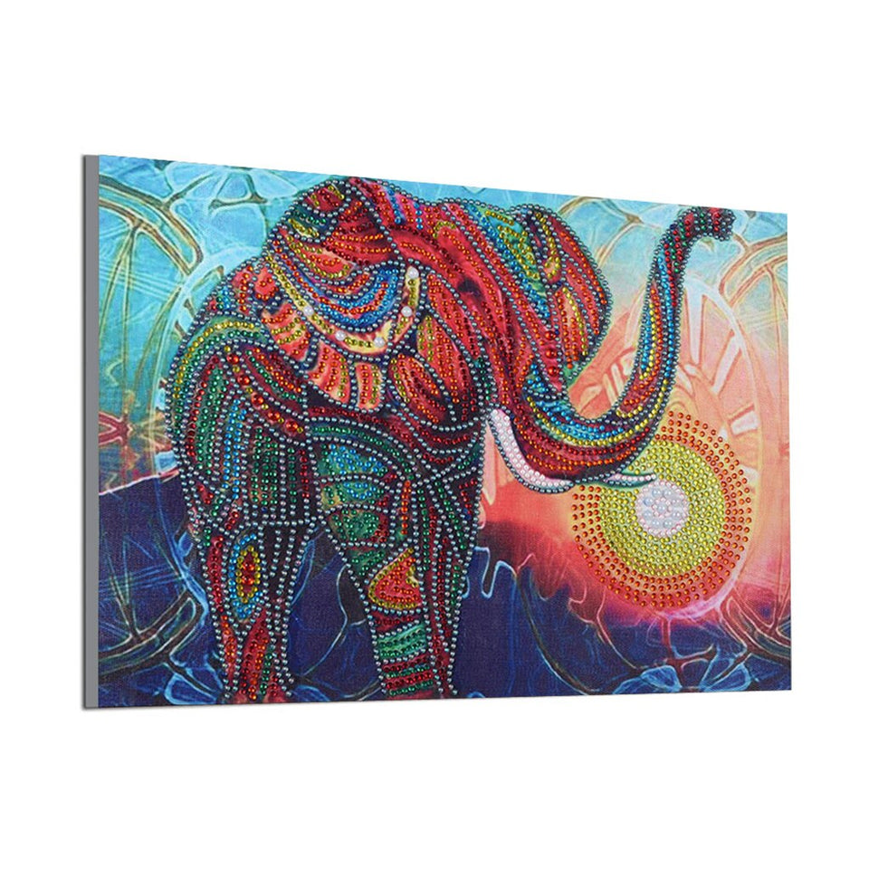 Elephant With Colorful Sun
