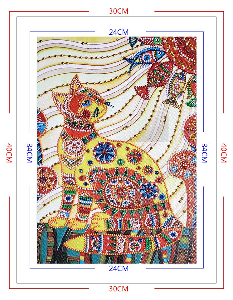 Multi Color Cat And Fishes