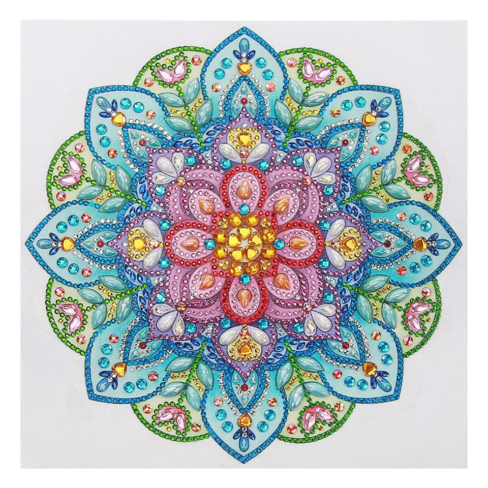 Blue and Pink Motif Flowers Painting