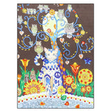 Cat And Owls Colorful Painting