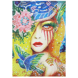 Sad Girl With Bird And Flower