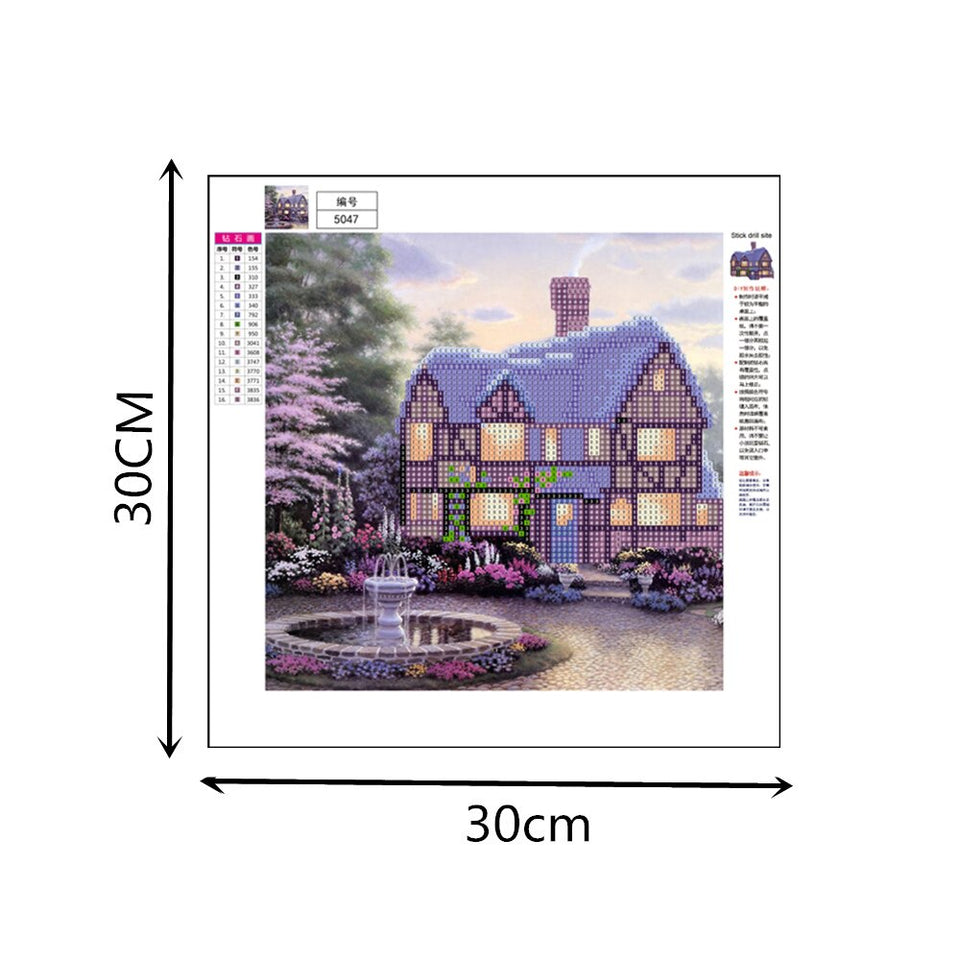 Purple House And Garden And Fountain Special Diamond