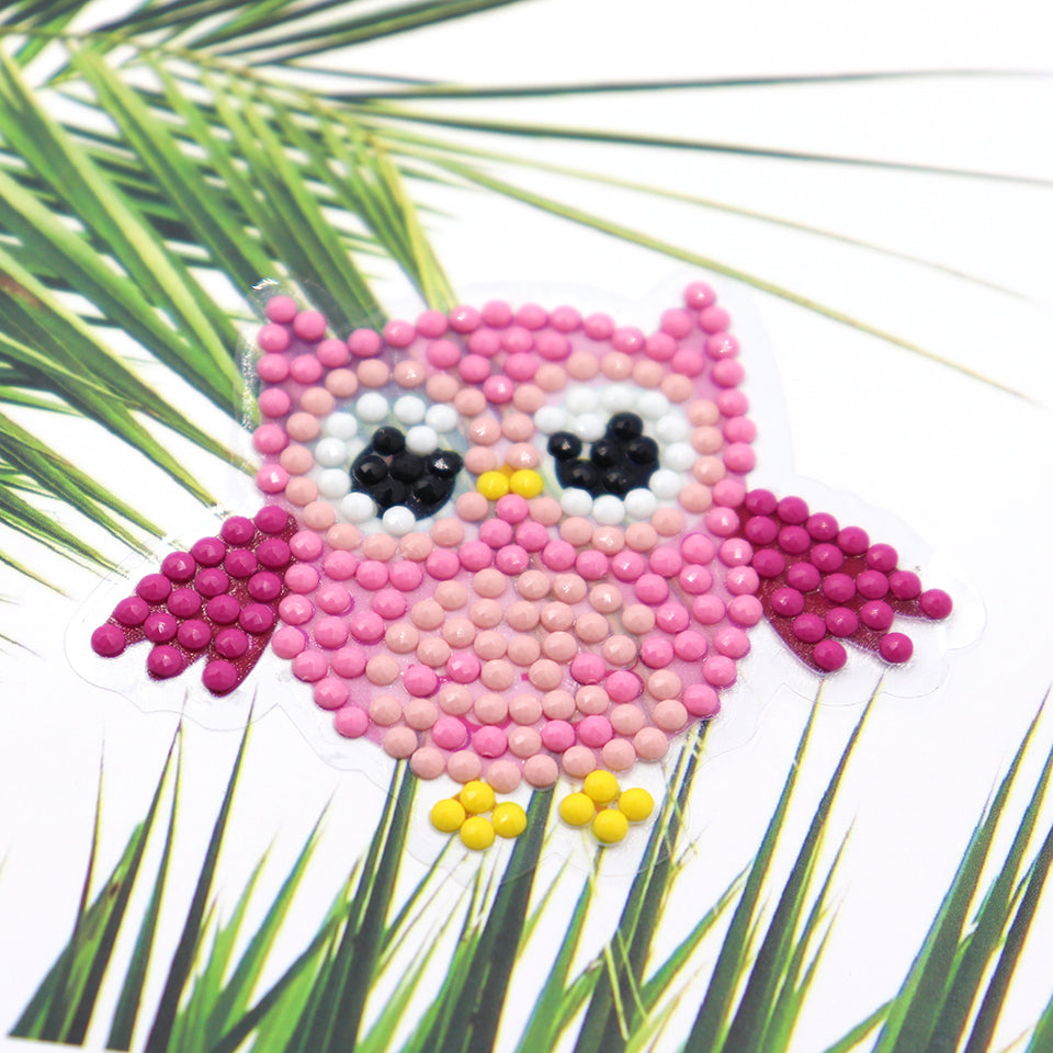 6 Pcs Set - Owl Stickers - Round Diamonds