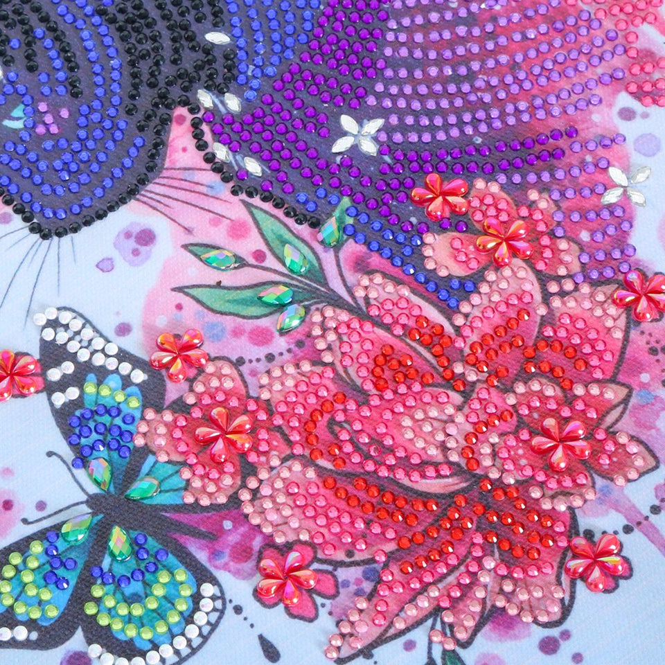 Leopard with Flowers And Butterfly